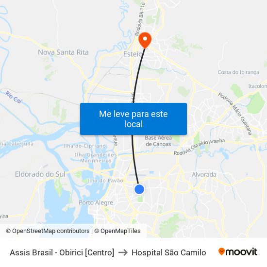 Assis Brasil - Obirici [Centro] to Hospital São Camilo map