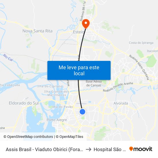 Assis Brasil - Viaduto Obirici (Fora Do Corredor) to Hospital São Camilo map