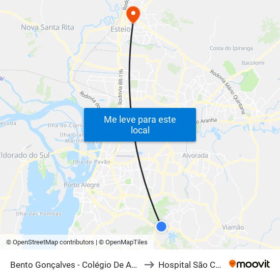 Bento Gonçalves - Colégio De Aplicação to Hospital São Camilo map