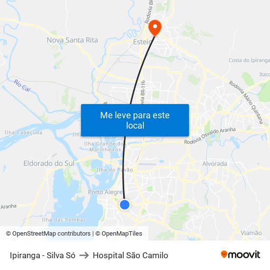 Ipiranga - Silva Só to Hospital São Camilo map