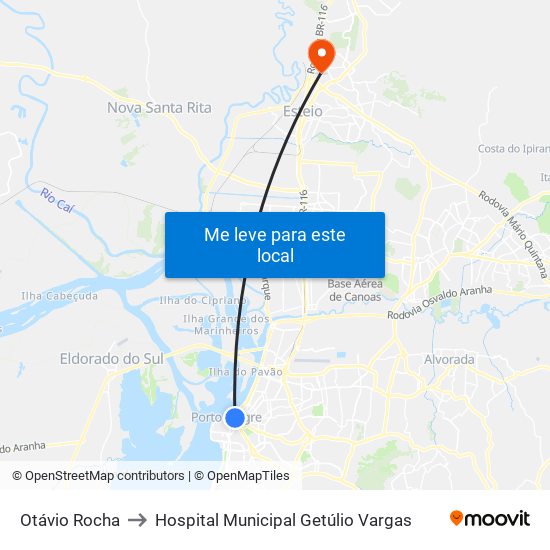 Otávio Rocha to Hospital Municipal Getúlio Vargas map