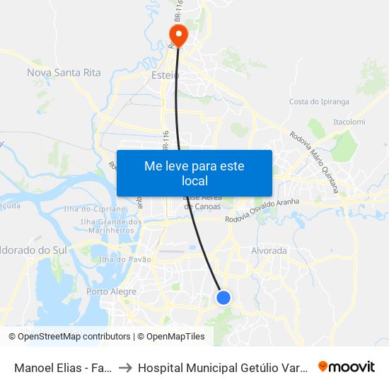 Manoel Elias - Fapa to Hospital Municipal Getúlio Vargas map