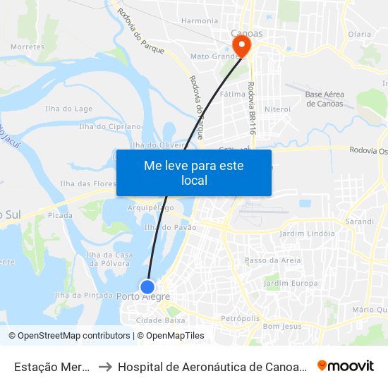 Estação Mercado to Hospital de Aeronáutica de Canoas (HACO) map