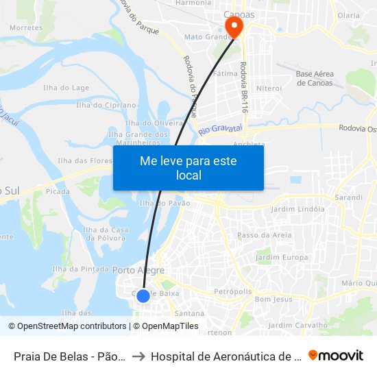 Praia De Belas - Pão Dos Pobres to Hospital de Aeronáutica de Canoas (HACO) map