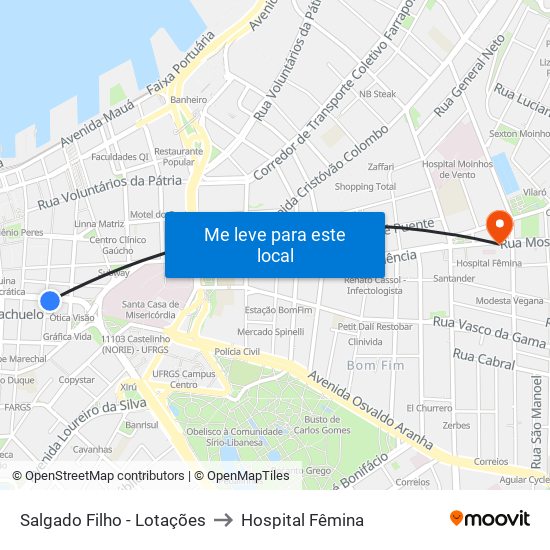 Salgado Filho - Lotações to Hospital Fêmina map