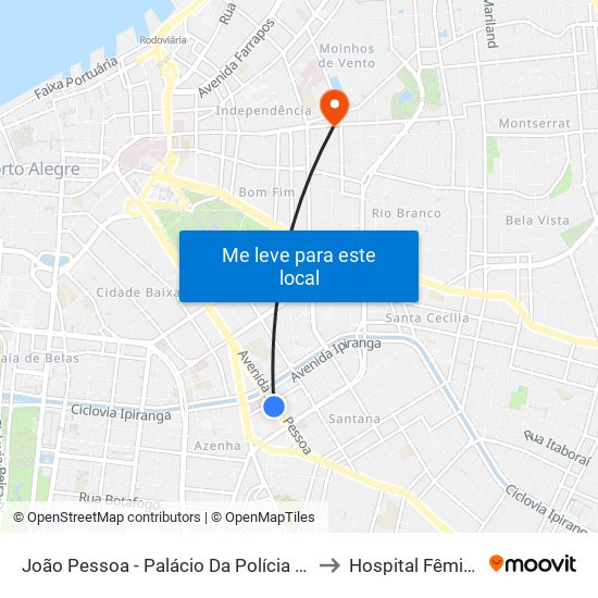 João Pessoa - Palácio Da Polícia Bc to Hospital Fêmina map