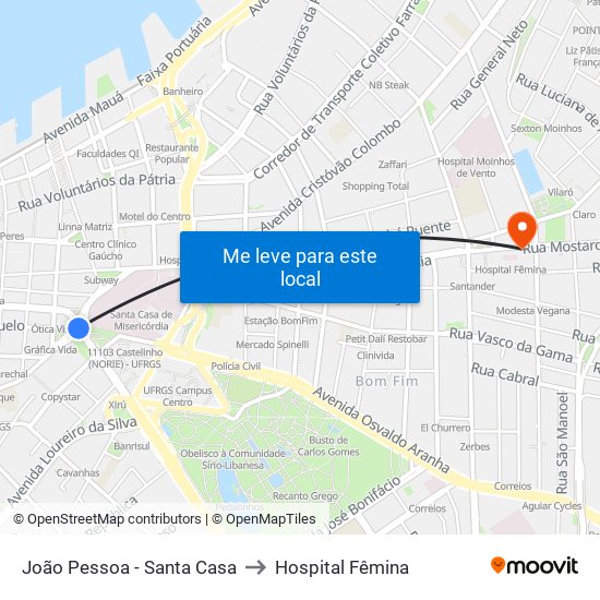 João Pessoa - Santa Casa to Hospital Fêmina map