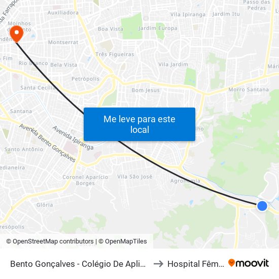 Bento Gonçalves - Colégio De Aplicação to Hospital Fêmina map