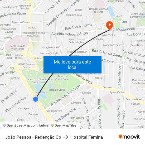 João Pessoa - Redenção Cb to Hospital Fêmina map