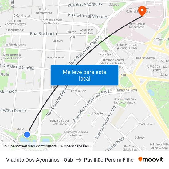 Viaduto Dos Açorianos - Oab to Pavilhão Pereira Filho map