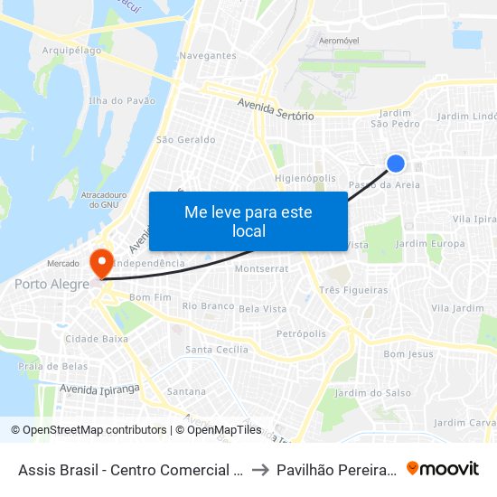 Assis Brasil - Centro Comercial [Centro] to Pavilhão Pereira Filho map