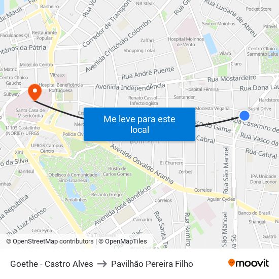 Goethe - Castro Alves to Pavilhão Pereira Filho map