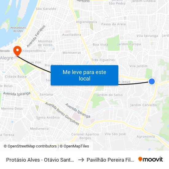 Protásio Alves - Otávio Santos to Pavilhão Pereira Filho map