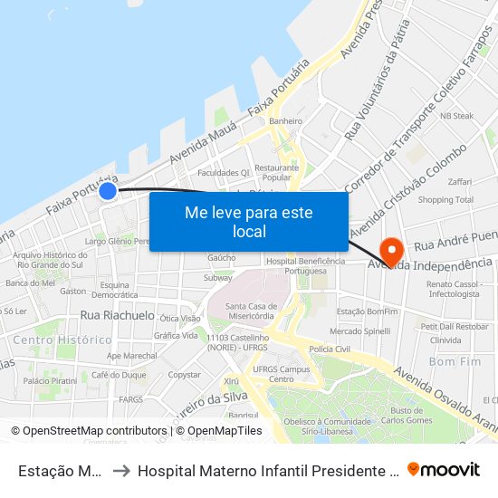 Estação Mercado to Hospital Materno Infantil Presidente Vargas (HMIPV) map