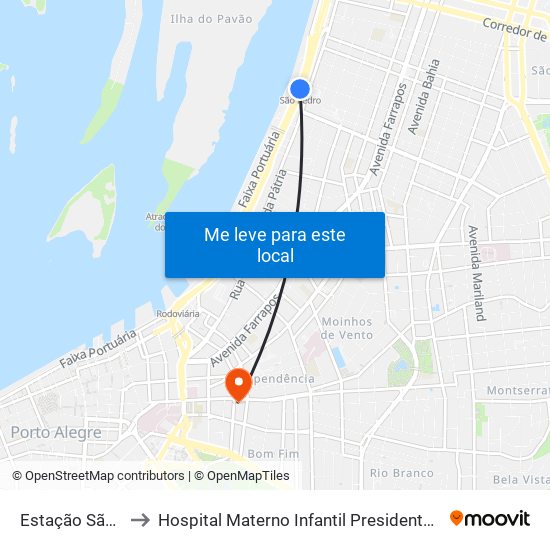 Estação São Pedro to Hospital Materno Infantil Presidente Vargas (HMIPV) map