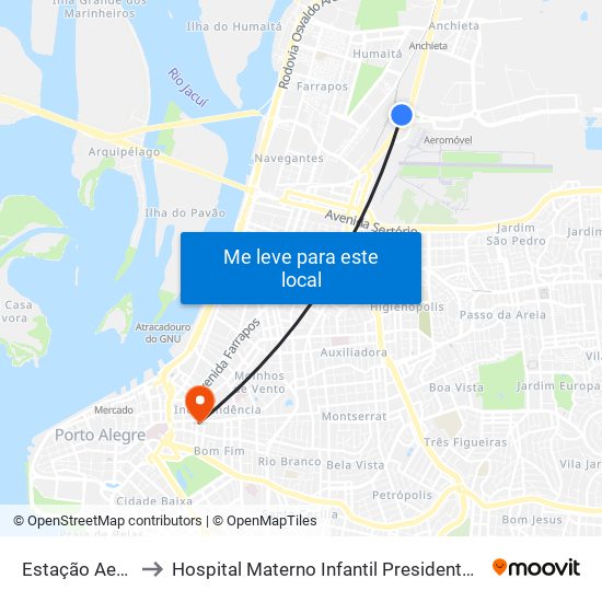 Estação Aeroporto to Hospital Materno Infantil Presidente Vargas (HMIPV) map