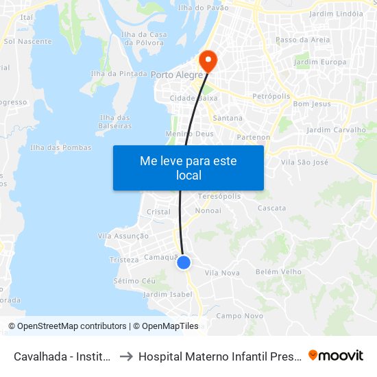 Cavalhada - Instituto Santa Luzia to Hospital Materno Infantil Presidente Vargas (HMIPV) map