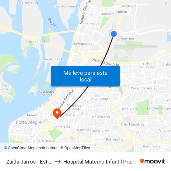 Zaida Jarros - Estação Aeroporto to Hospital Materno Infantil Presidente Vargas (HMIPV) map