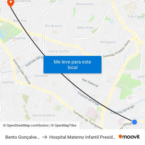 Bento Gonçalves - Pucrs Bc to Hospital Materno Infantil Presidente Vargas (HMIPV) map