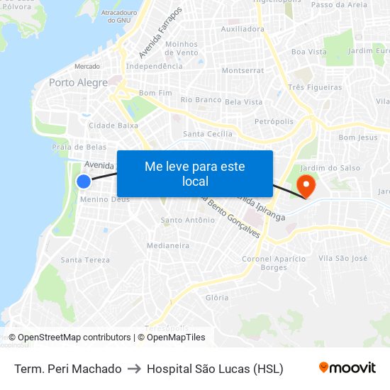 Term. Peri Machado to Hospital São Lucas (HSL) map