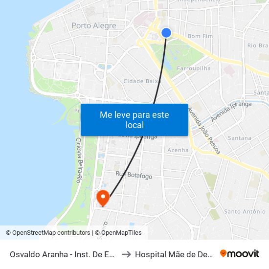 Osvaldo Aranha - Inst. De Educação Bc to Hospital Mãe de Deus (HMD) map