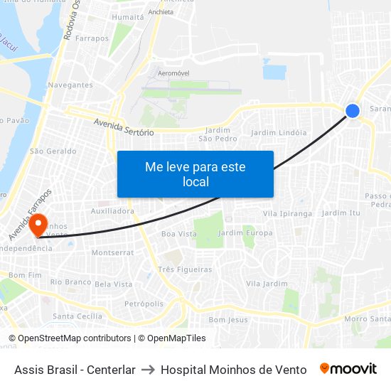 Assis Brasil - Centerlar to Hospital Moinhos de Vento map