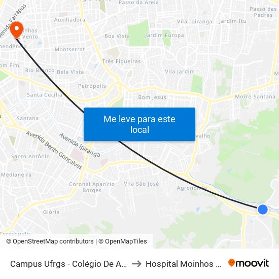 Campus Ufrgs - Colégio De Aplicação Bc to Hospital Moinhos de Vento map