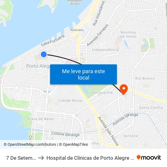 7 De Setembro to Hospital de Clínicas de Porto Alegre (HCPA) map