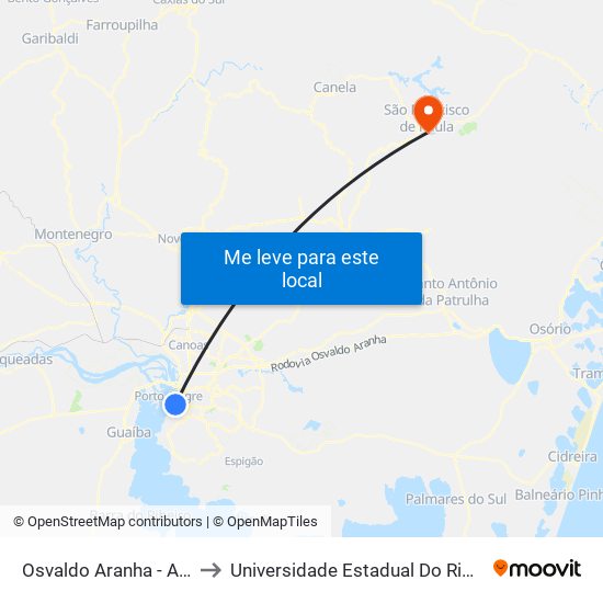 Osvaldo Aranha - Araújo Vianna Cb to Universidade Estadual Do Rio Grande Do Sul - Uergs map