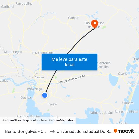Bento Gonçalves - Colégio De Aplicação to Universidade Estadual Do Rio Grande Do Sul - Uergs map