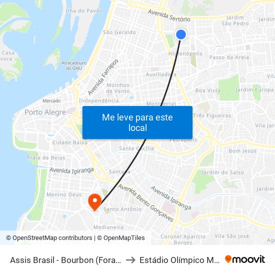 Assis Brasil - Bourbon (Fora Do Corredor) to Estádio Olímpico Monumental map
