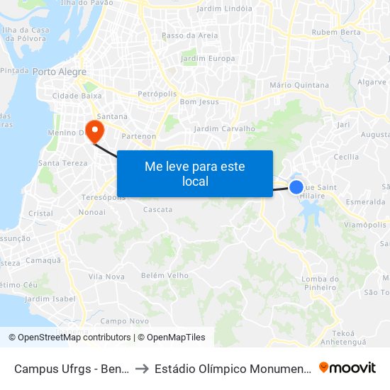 Campus Ufrgs - Bento to Estádio Olímpico Monumental map