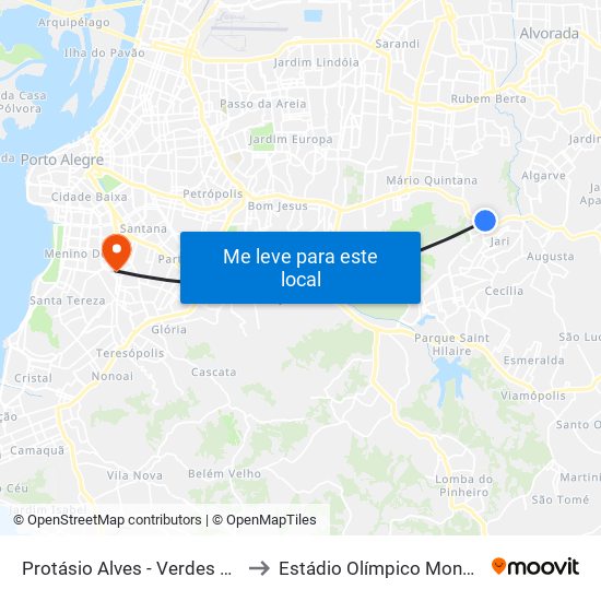 Protásio Alves - Verdes Campos to Estádio Olímpico Monumental map