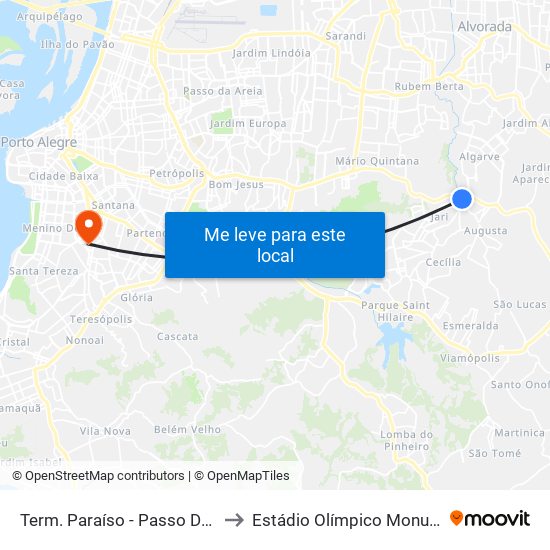 Term. Paraíso - Passo Dorneles to Estádio Olímpico Monumental map