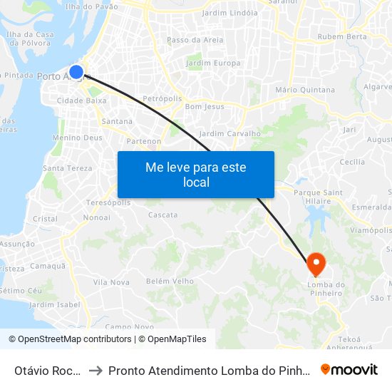 Otávio Rocha to Pronto Atendimento Lomba do Pinheiro map