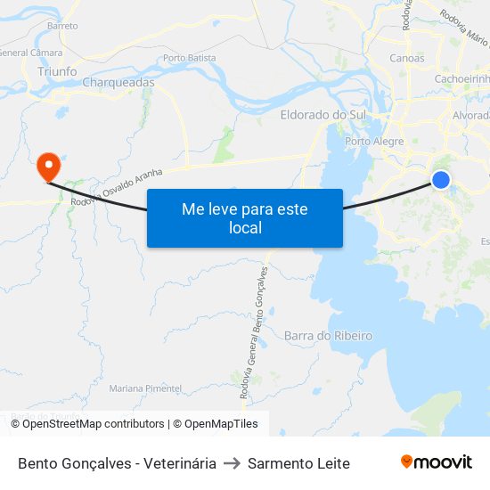 Bento Gonçalves - Veterinária to Sarmento Leite map