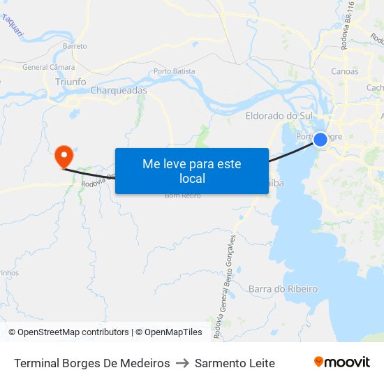 Terminal Borges De Medeiros to Sarmento Leite map