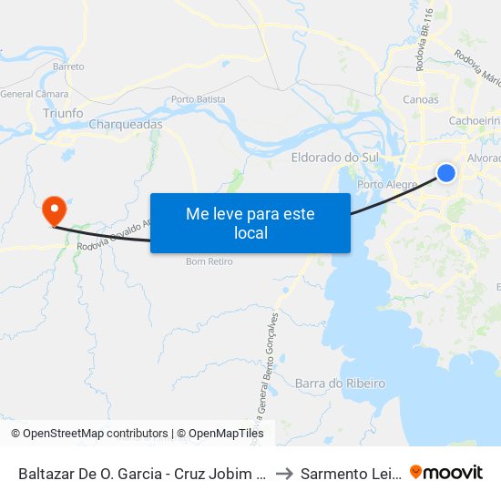 Baltazar De O. Garcia - Cruz Jobim Bc to Sarmento Leite map