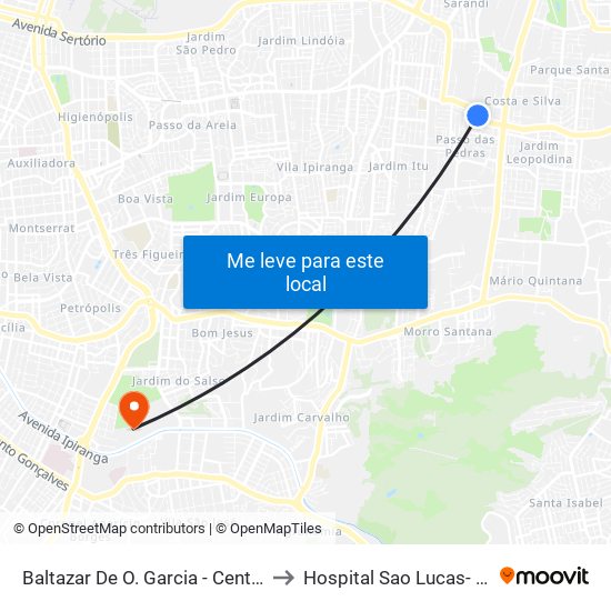 Baltazar De O. Garcia - Centro Vida Cb to Hospital Sao Lucas- Sala 307 map