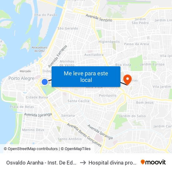 Osvaldo Aranha - Inst. De Educação Bc to Hospital divina providencia map