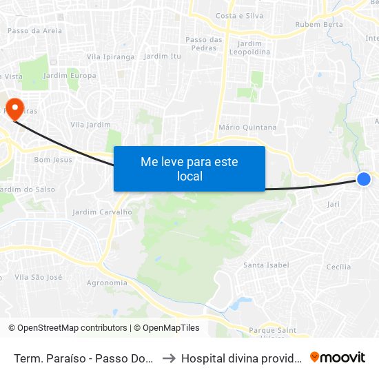 Term. Paraíso - Passo Dorneles to Hospital divina providencia map