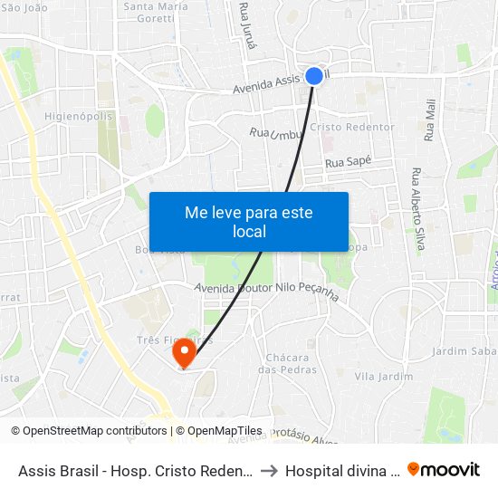 Assis Brasil - Hosp. Cristo Redentor (Fora Do Corredor) to Hospital divina providencia map