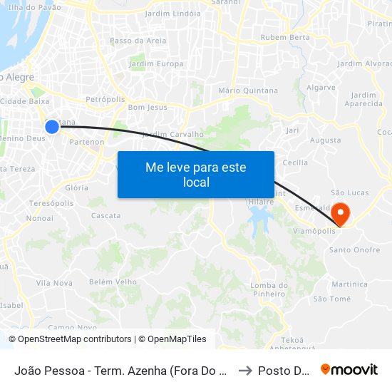 João Pessoa - Term. Azenha (Fora Do Corredor) to Posto Da 44 map