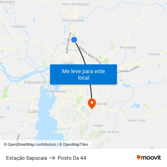 Estação Sapucaia to Posto Da 44 map