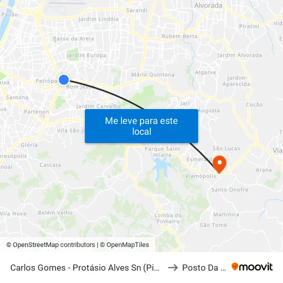 Carlos Gomes - Protásio Alves Sn (Piso 1) to Posto Da 44 map