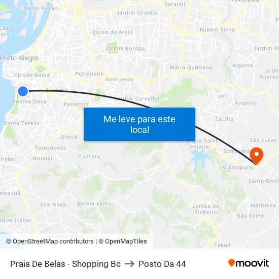 Praia De Belas - Shopping Bc to Posto Da 44 map