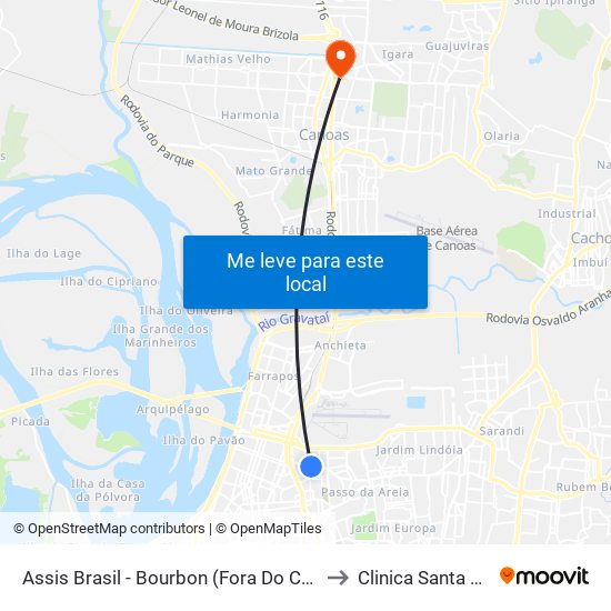 Assis Brasil - Bourbon (Fora Do Corredor) to Clinica Santa Tecla map