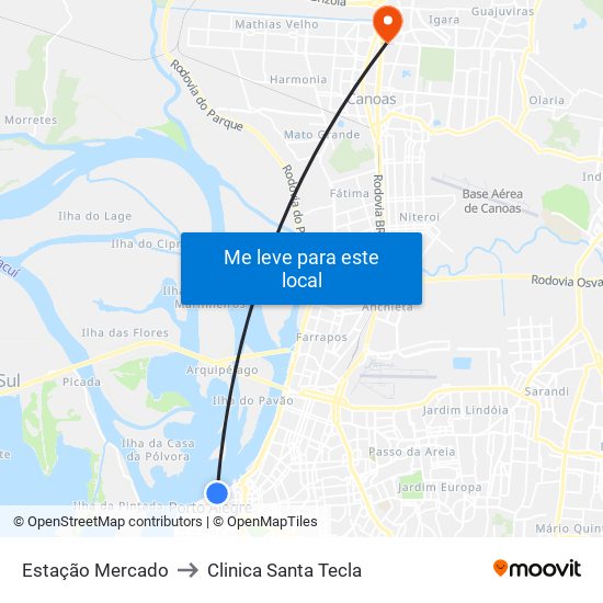 Estação Mercado to Clinica Santa Tecla map