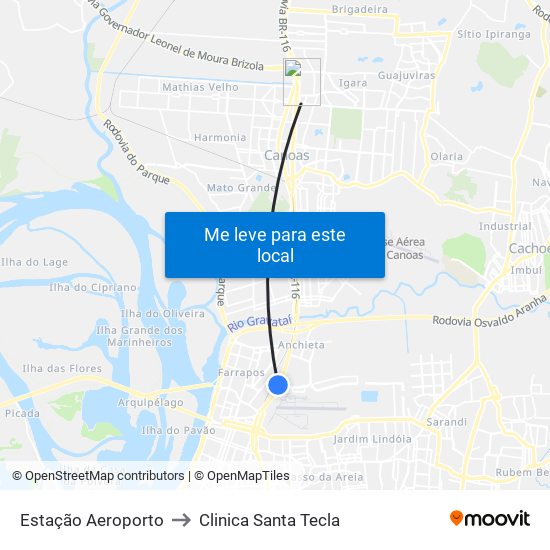 Estação Aeroporto to Clinica Santa Tecla map