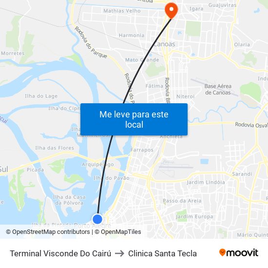 Terminal Visconde Do Cairú to Clinica Santa Tecla map